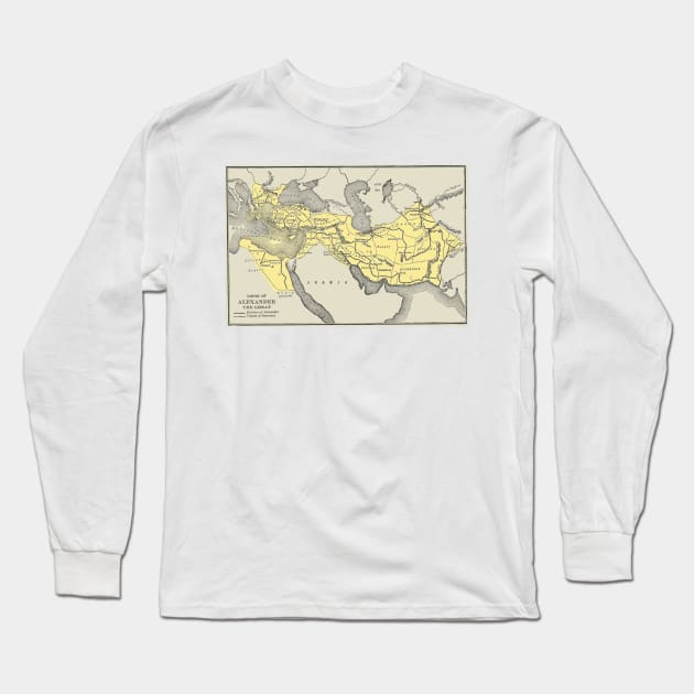 Vintage Map of Alexander The Greats Empire (1913) Long Sleeve T-Shirt by Bravuramedia